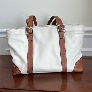 Coach Bone and British Tan Leather Large Tote Purse Style F11203